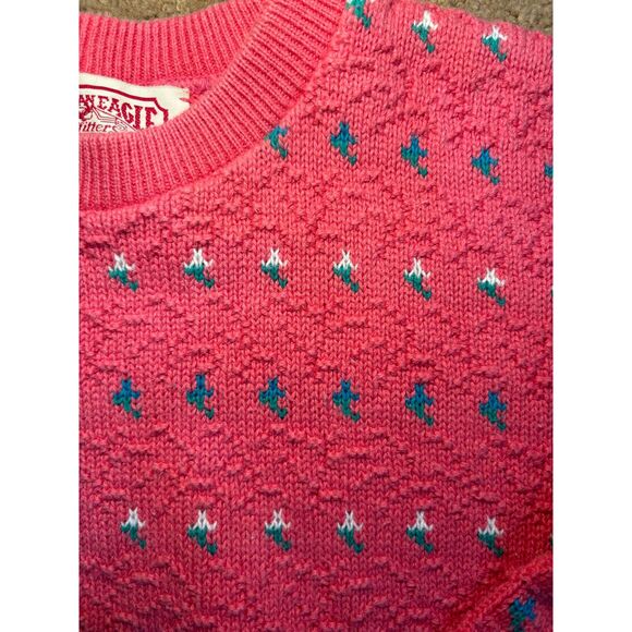 Retro 80's 90's American Eagle Outfitters for Her Sweater Pink Knit Design L - Picture 5 of 6